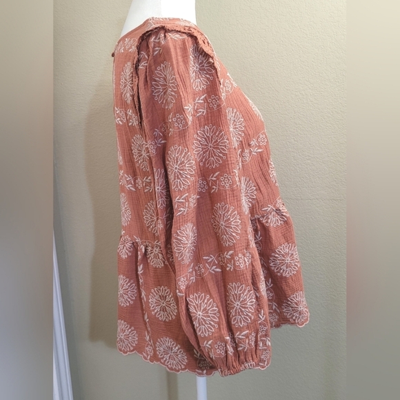 Blu Pepper 3/4 Sleeves Peasant Blouse, Size Large - Picture 2 of 11